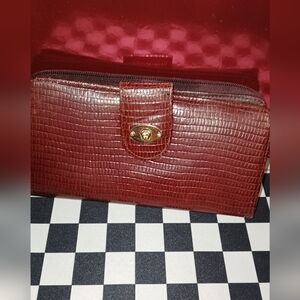 Etienne AIGNER vintage Burgendy Reptile Embossed Leather Wallet